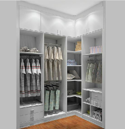 Open Style Solid L Type Walk in Closet Wardrobe