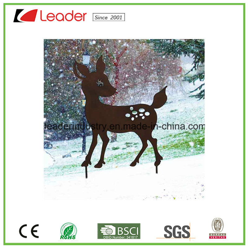 Garden Metal Silhouettes Stake Deer Shadow Figurine for Christmas Decoration