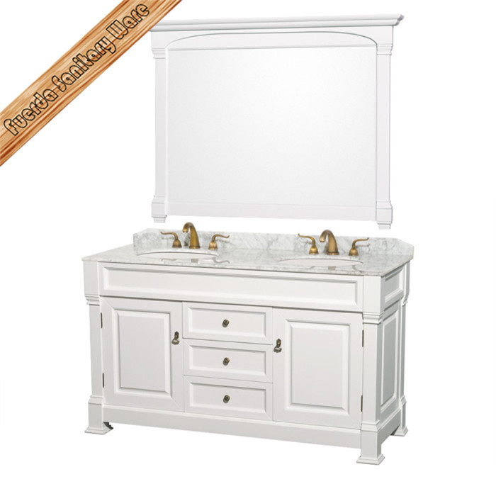 Antique Style Floor Standing Bathroom Cabinet with Mirror