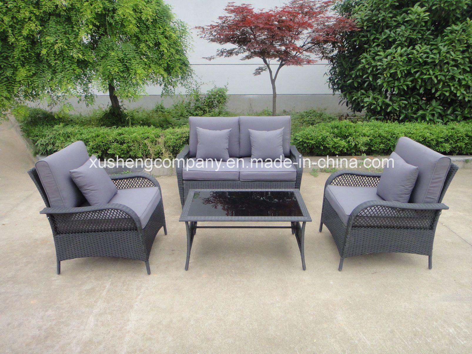 4 PCS of Steel Rattan Sofa Set