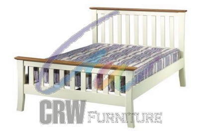 White Body Oak Top Furniture Bed (Bali-02K)