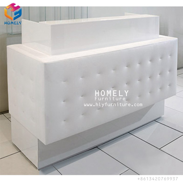 Hot Selling Melamine Desktop Finished Salon Reception Table with Button