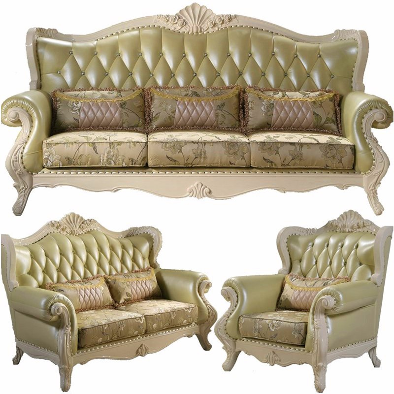 Leather Sofa Set with Wooden Sofa Frame (818)