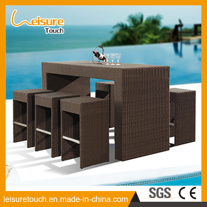 The Belt and Road Modern Hotel Patio Rattan Bar Chair and Table Set Garden Outdoor Bistro Furniture