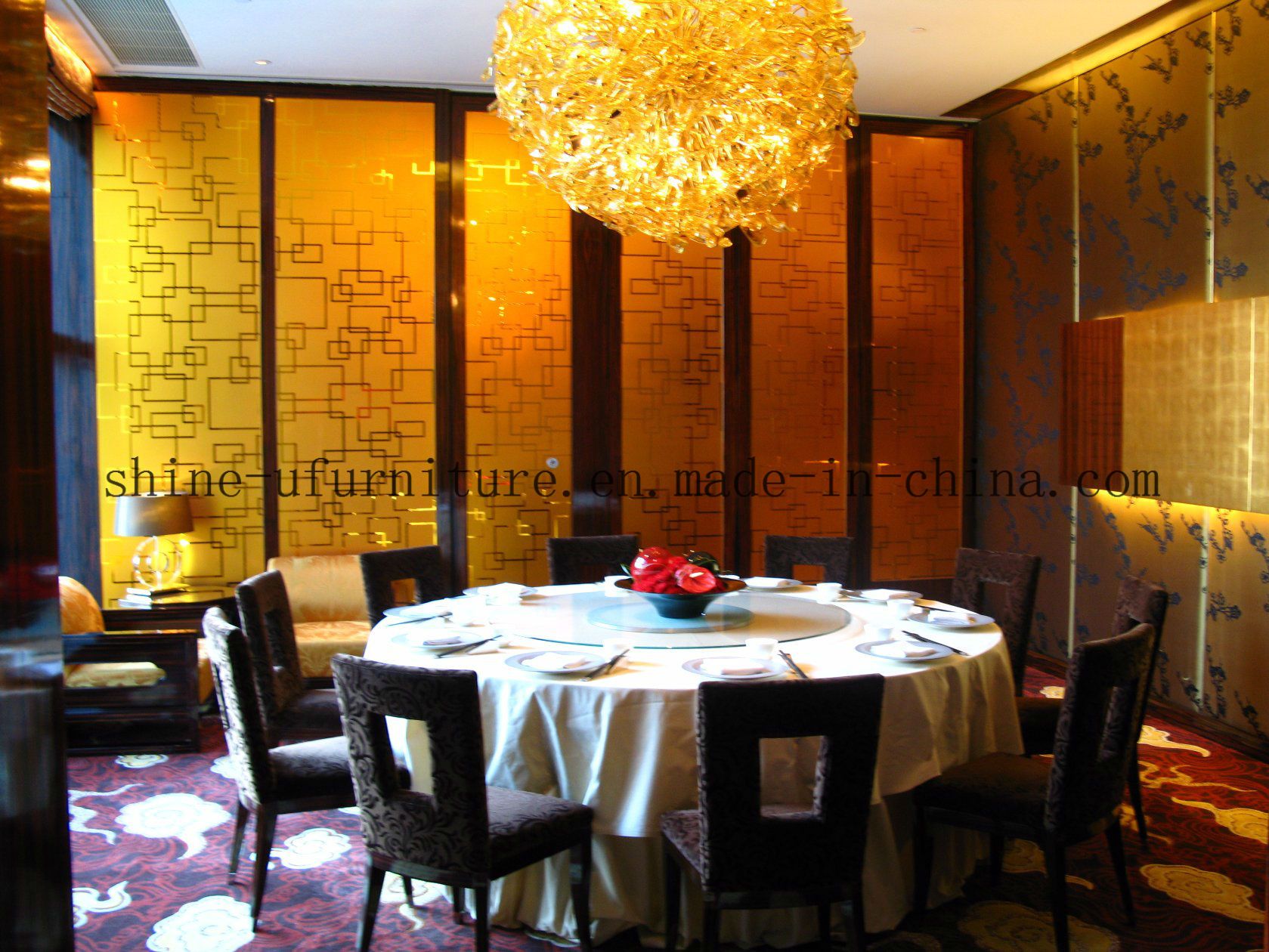 Hotel Furniture Round Banquet Tables Wholesale Rounddining Table 6 Chairs Set CT007