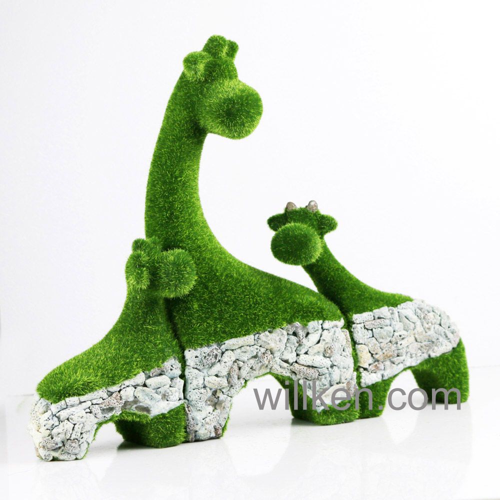 2018 Hot Sale Home Decoration Green Flocked Handmade Figurines