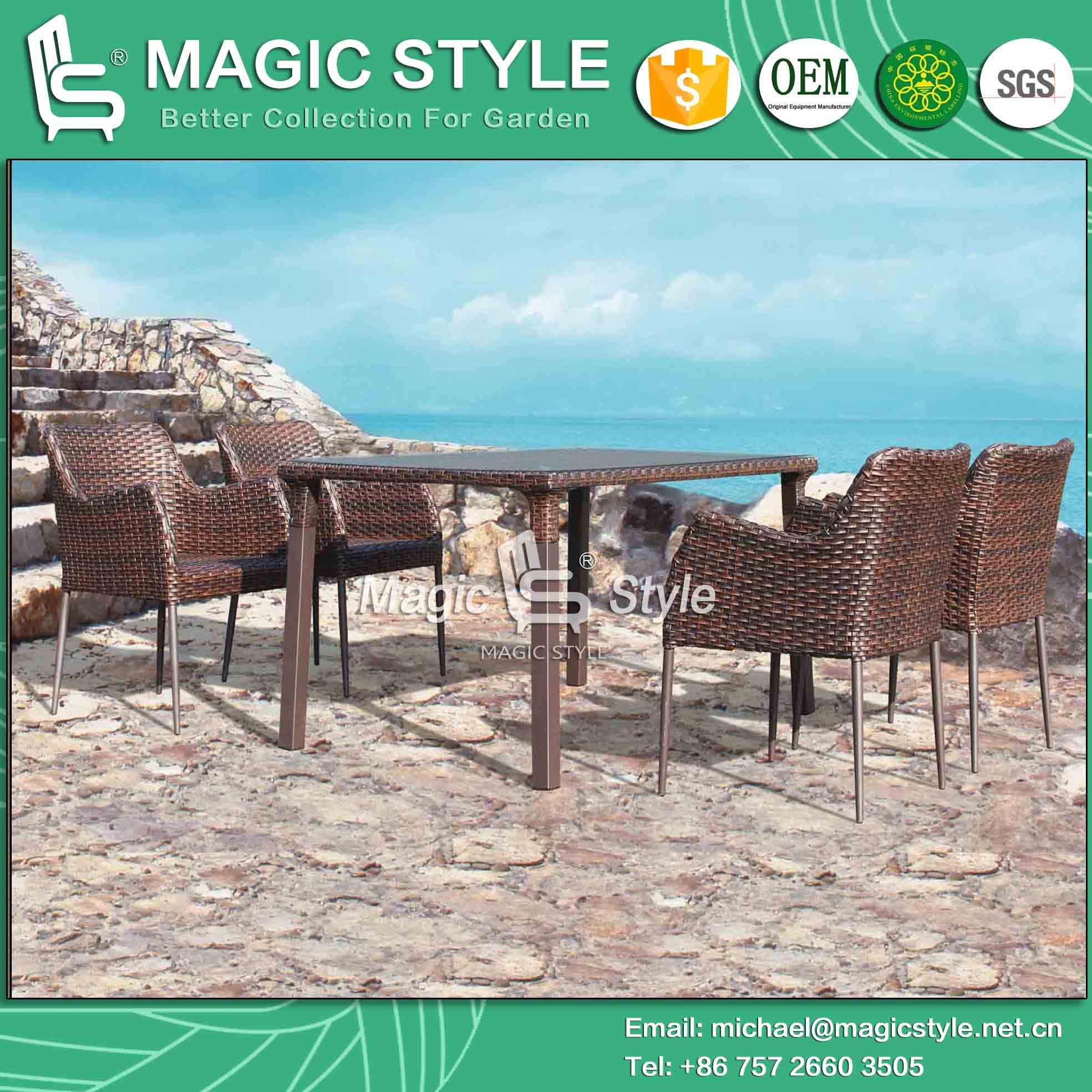 Italy Design Outdoor Dining Set Garden Furniture Patio Furniture Dining Chair Wicker Chair Dining Table Rattan Chair Coffee Chair (Magic Style)