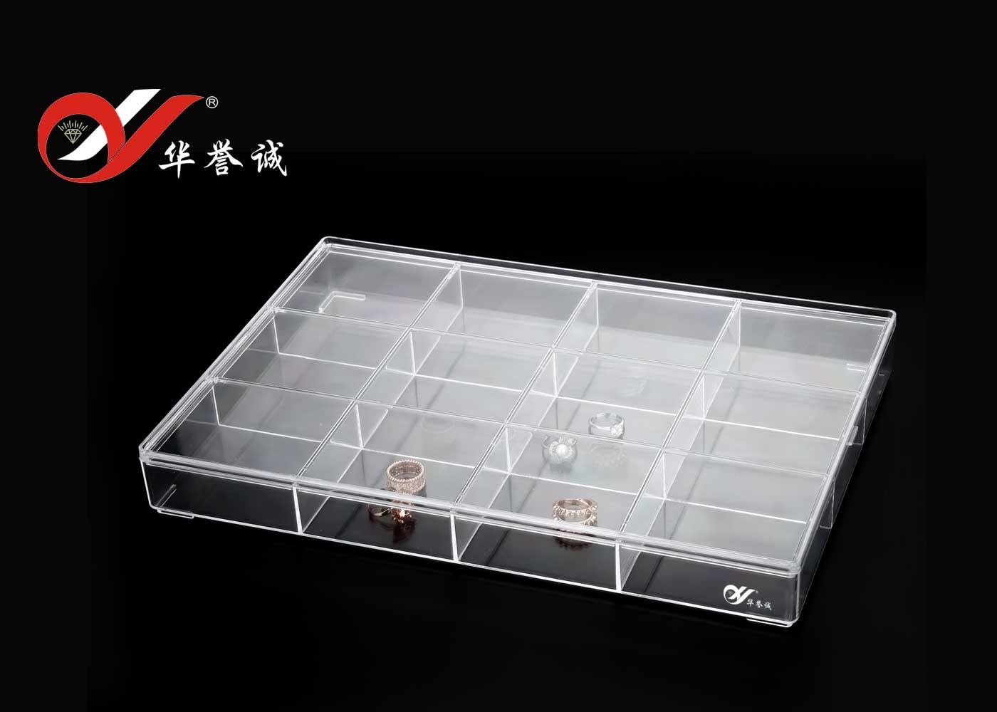 12 Grids Rectangle Bracelet Display Plastic Box with Square Corner