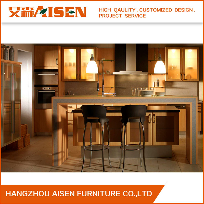 Various Options Wooden Grain Melamine Faced MDF Kitchen Cupboard