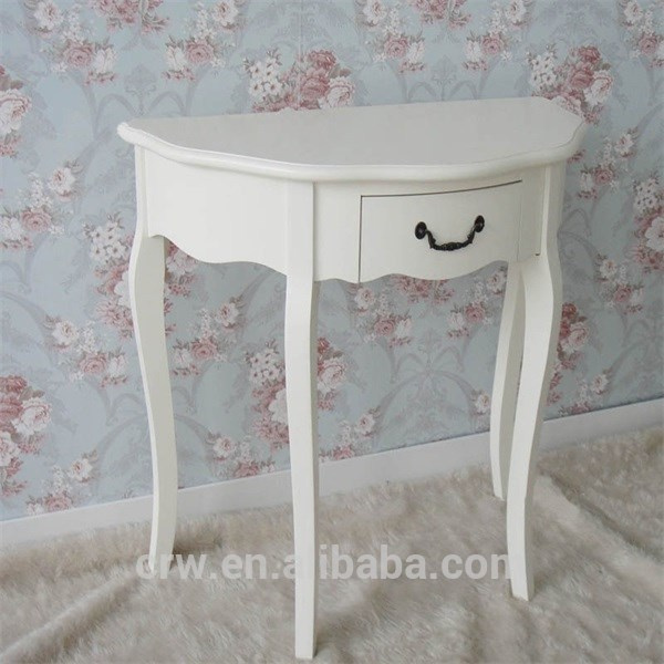 Wh-4119 Antique White Semicircle Bedside Table with Drawer