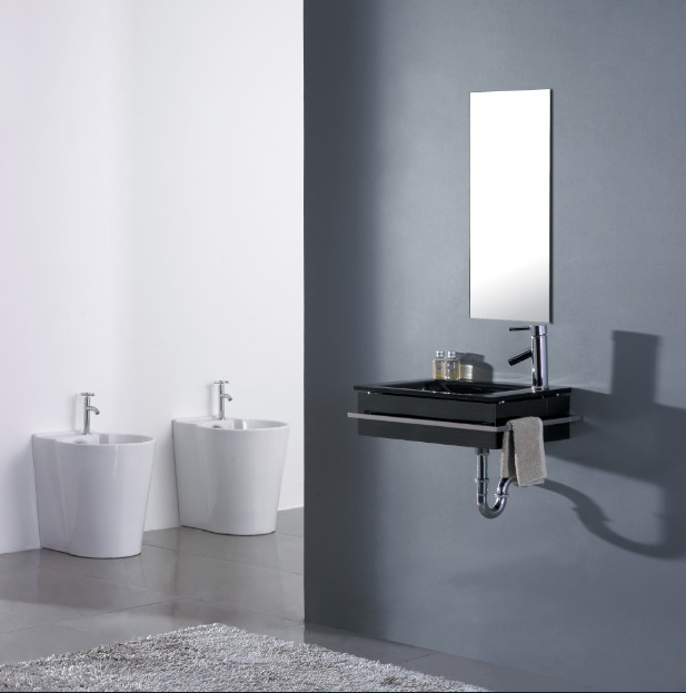 Tempered Glass Sink/Basin with Stainless Steel Frame