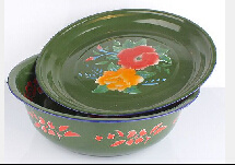 2015 High Quality Green Enamel Basin with Cover Lid