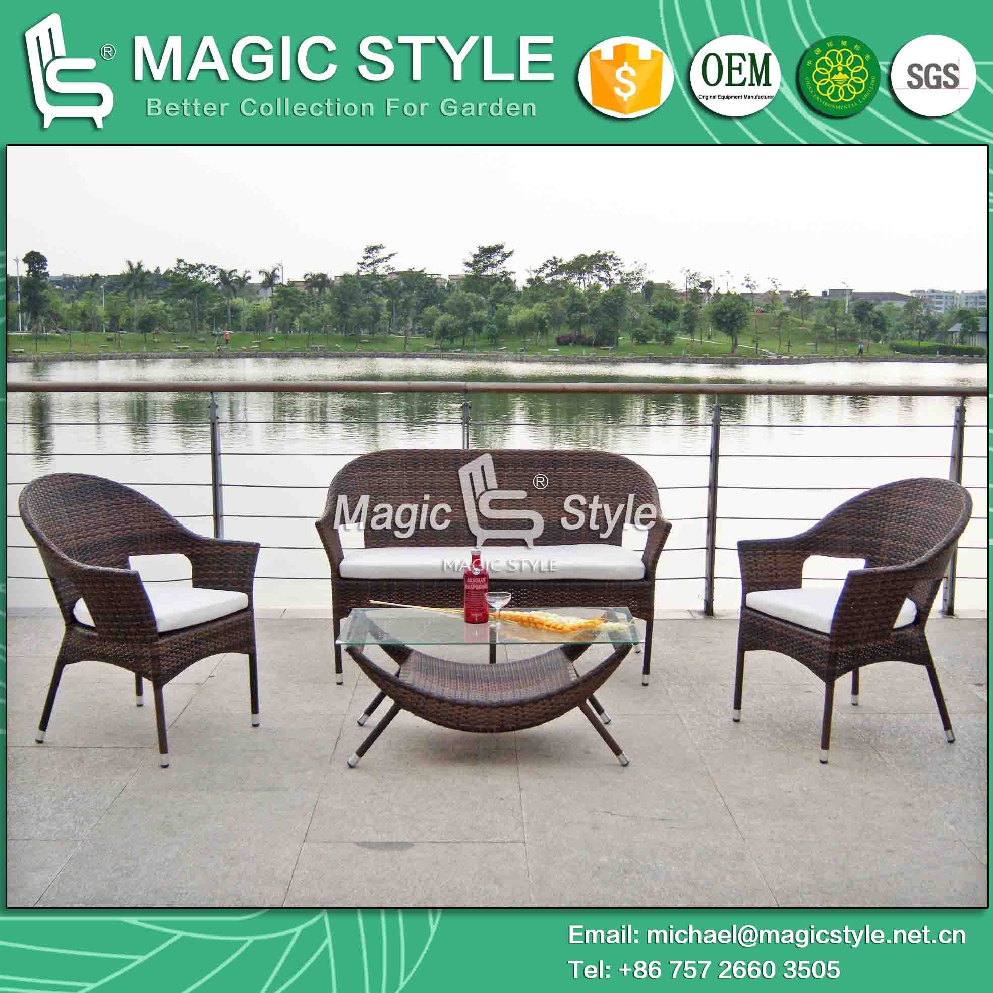 Simple Rattan Sofa Set Leisure Outdoor Sofa Set Garden Wicker Sofa Set (Magic Style)