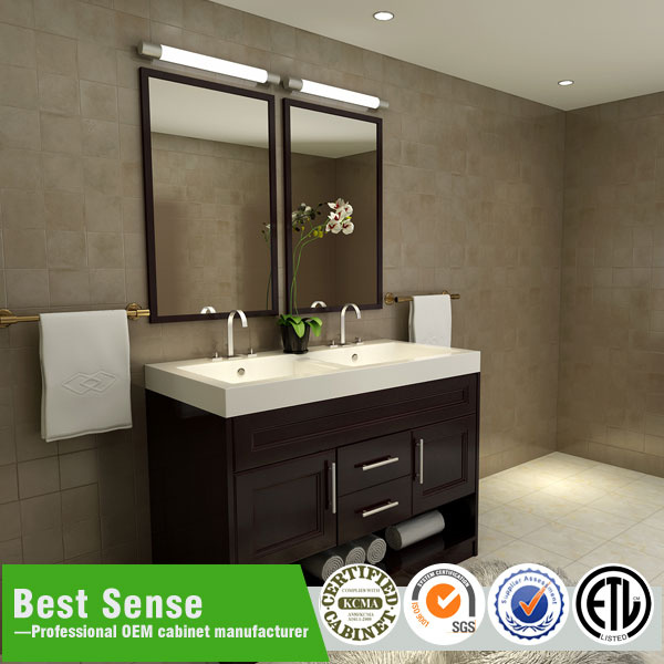Rectangle Double Ceramic Wooden Bathroom Cabinet