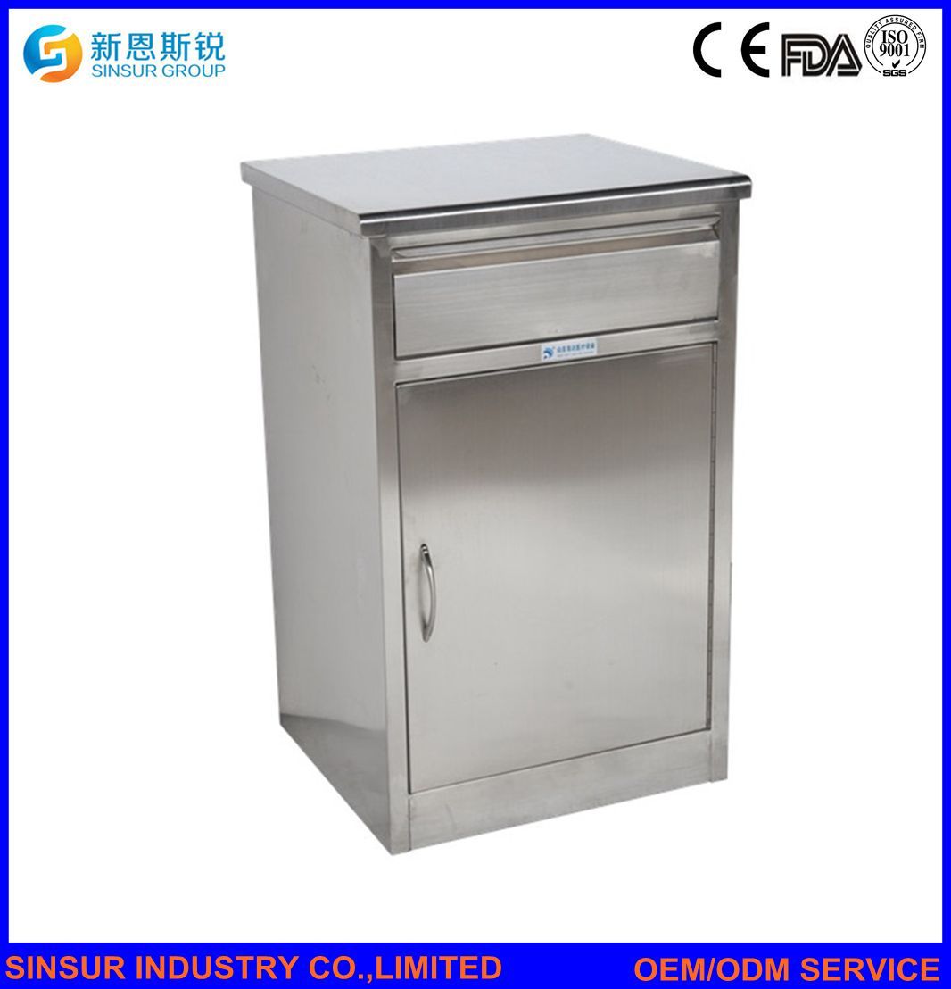 Medical Table Stainless Steel SUS304 Hospital Bedside Cabinet