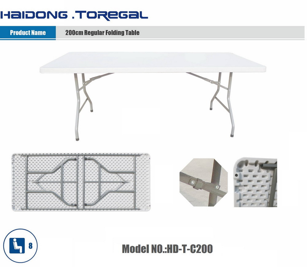 200cm Blow Molding HDPE Plastic Regular Folding Table