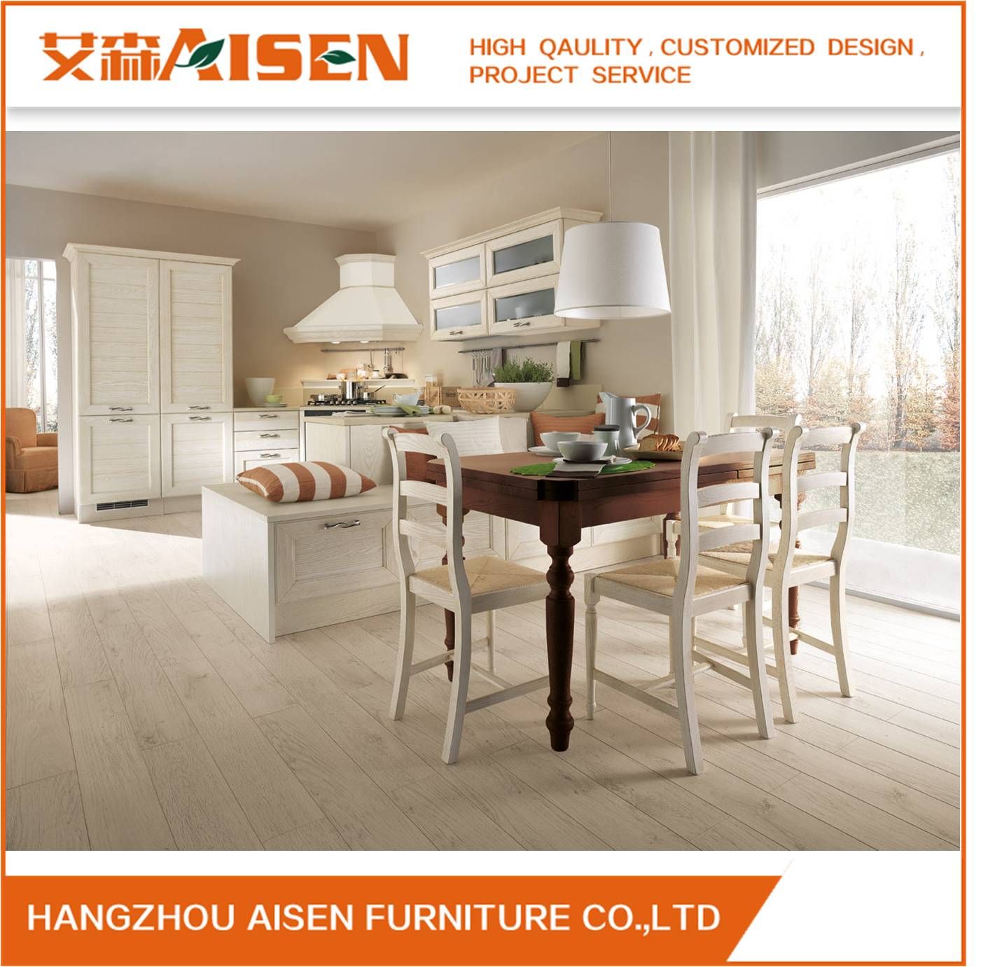White Shaker Modular Design Solid Wood Kitchen Cabinet