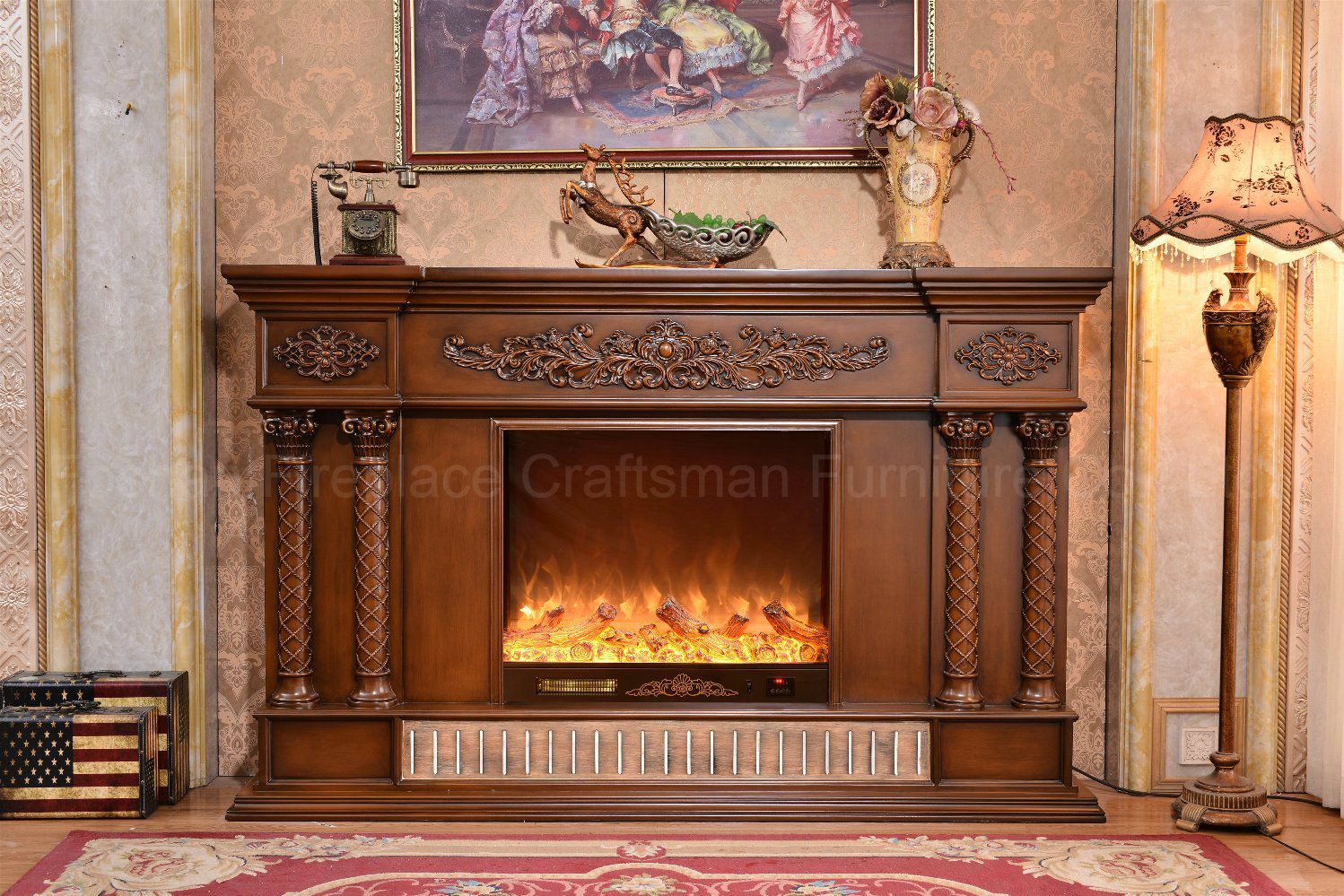 Hotel Furniture European Style LED Lights Heating Electric Fireplace (320AB)