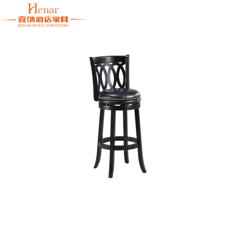 Foshan Factory Modern Design Upholstered Black Wooden Bar Stool