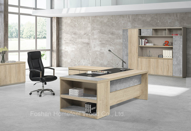 Cheap Wooden Color Melamine Manager Executive Office Table (HF-ZTHH1032)