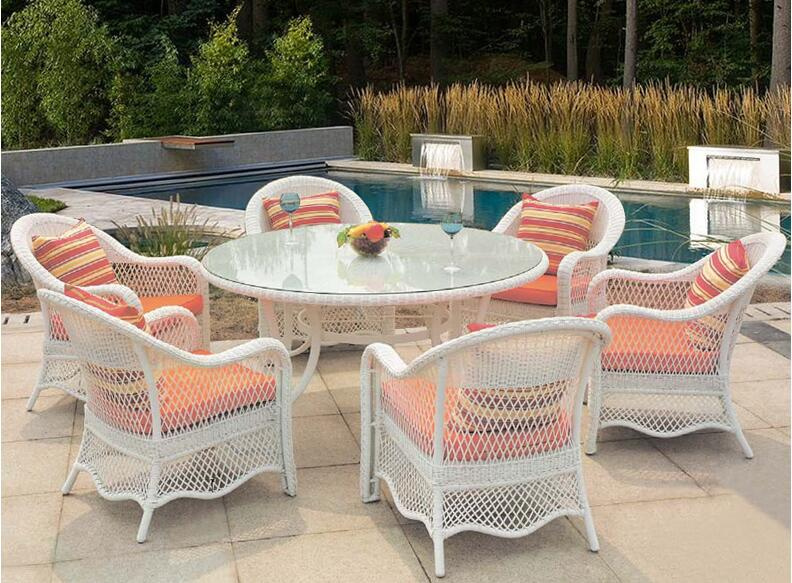5 Pieces Ratan Chair Desk Dining Set Rattan Furniture