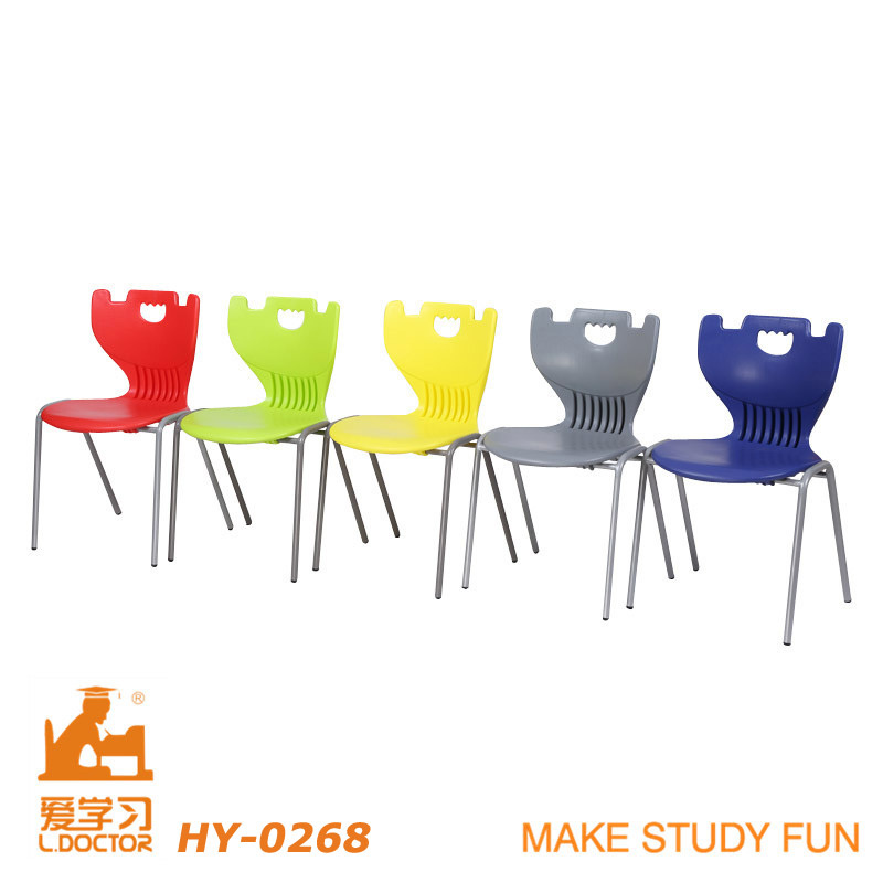 Clolorful Plastic School Classroom Chair Without Armrest