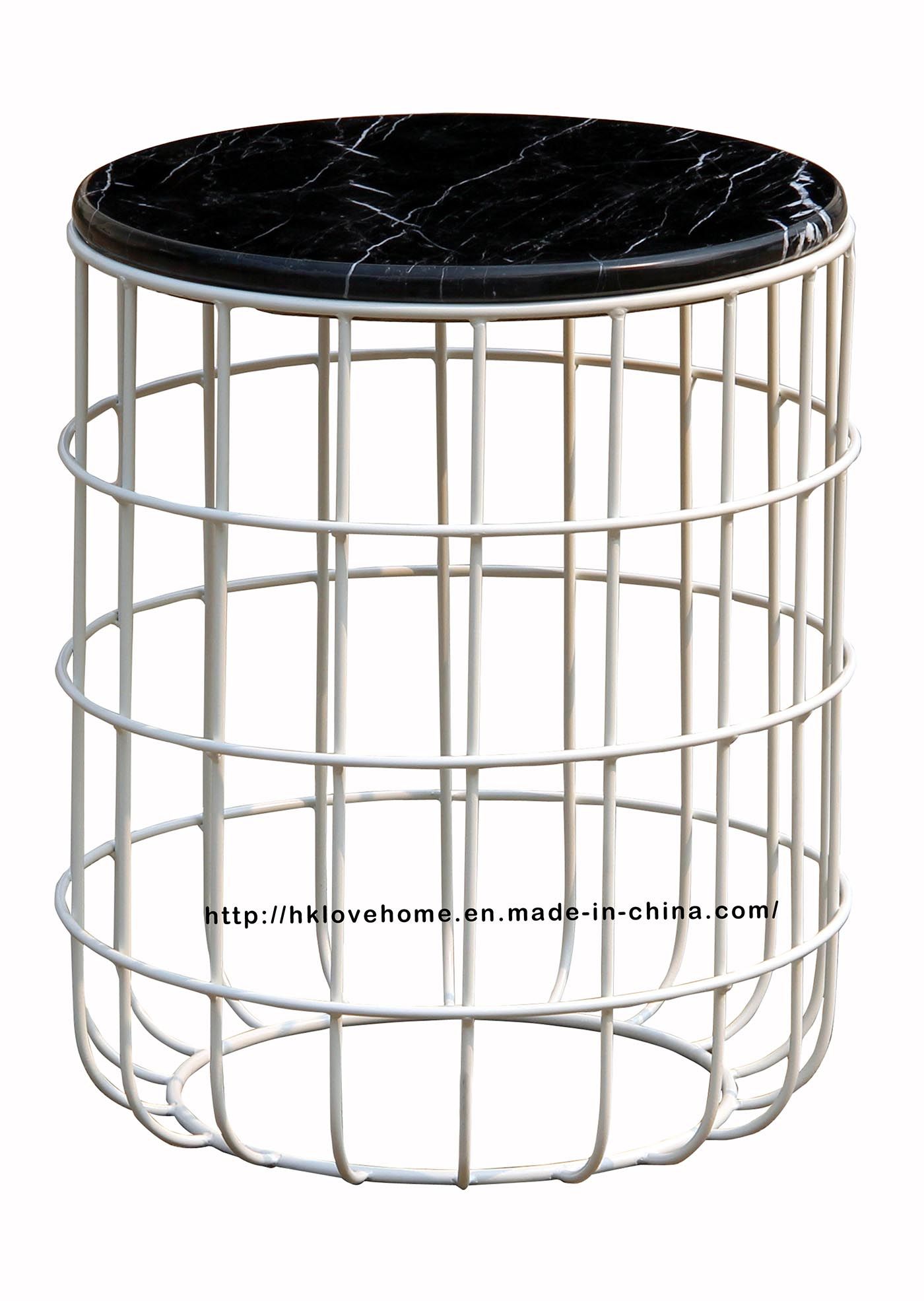 Morden Industrial Dining Coffee Metal Wire Marble Top Table