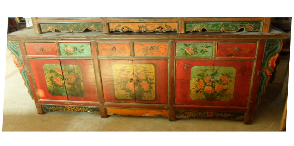 Antique Furniture Mongolia Painted Cabinet Lwc400-2