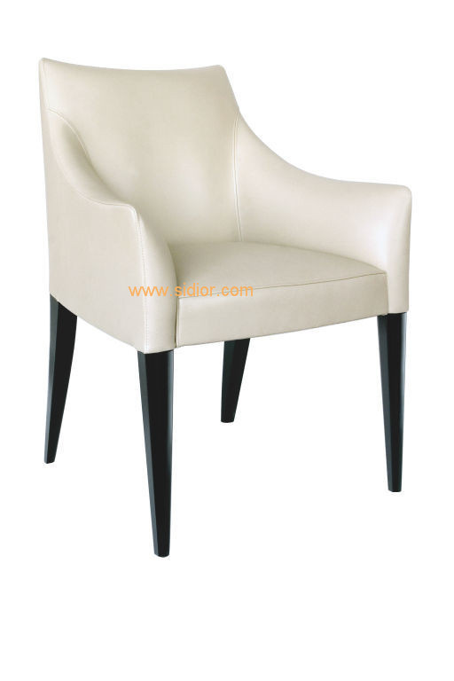 (CL-1107) Hotel Restaurant Furniture Wooden Leather Dining Chair with Arm