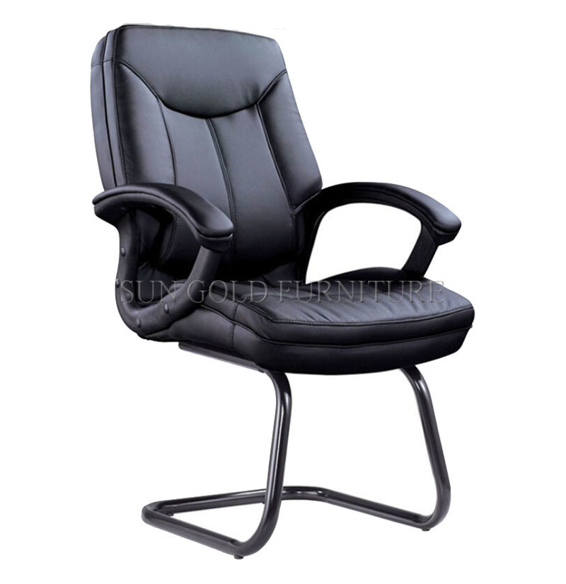 Middle Back Fixed Armrests Without Wheels Director Leather Chair (SZ-OC137)
