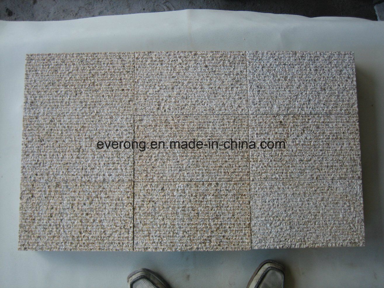 Yellow Granite G682 Misty Yellow Cubestone, Cobblestone, Granite Tumbled Cobble with Bush Hammerd Surface