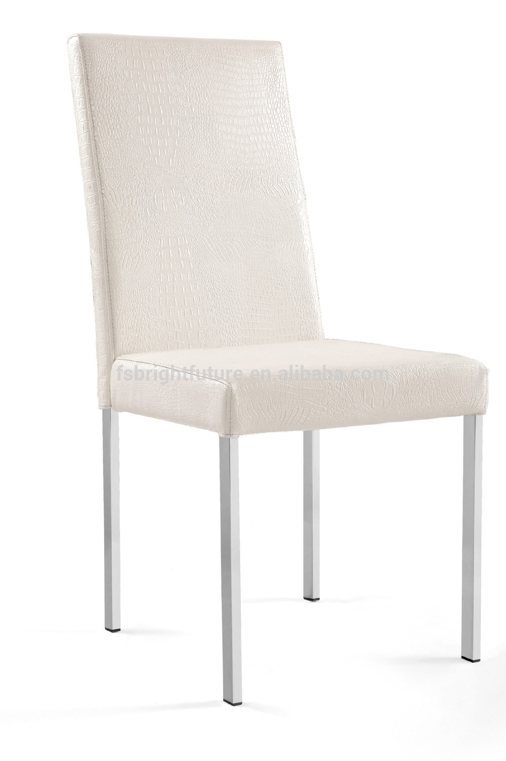 White PU Stainless Steel Metal Dining Chair
