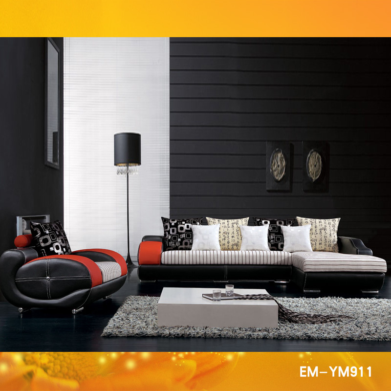 Half Leather Half Fabric Sofa (YM-911)