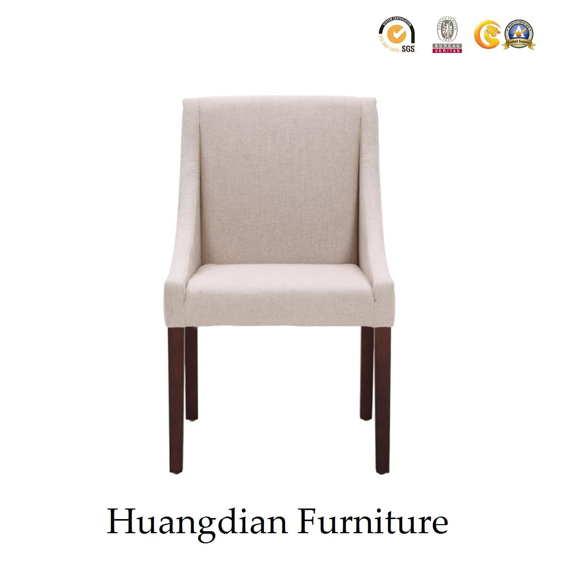 Cream Fabric Restaurant Chair Wooden Leg Chair (HD678)