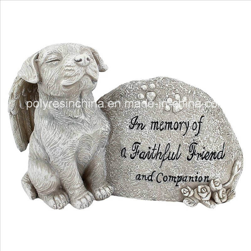 Polyresin Memorial Dog Statue for Garden Decor