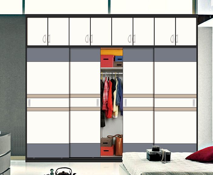 Glossy Sliding Door Wardrobe with Rails (factory directly)