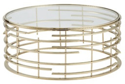 Rose Gold Finish Coffee Tea Table with Tempered Glass Top