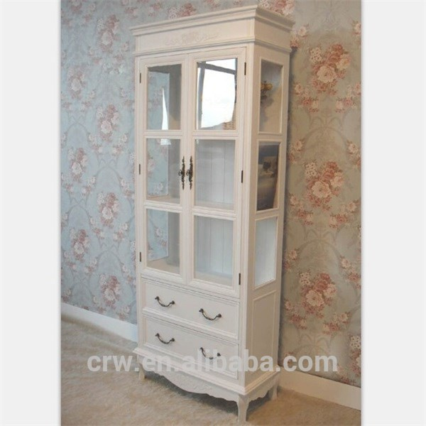 Wh-4058 White Wooden Glass Cabinet for Living Room
