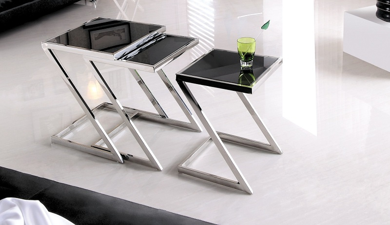 Z Shape Temple Glass Top Side Coffee Table (CJ-183)