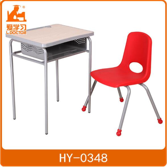 School Classroom Table with Attached Plastic Chair