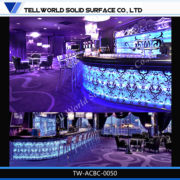 Modern Marble Coffee Restaurant LED Iiluminated Bar Counter&Bar Table