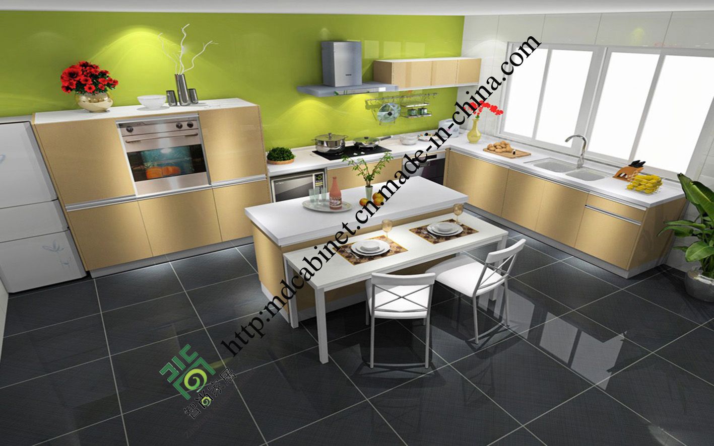 Melamine MDF UV Kitchen Cabinet China Supplier