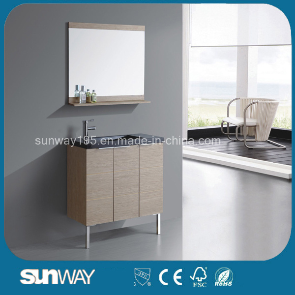 Hot Sale Wood Veneer Bathroom Furniture with Sink