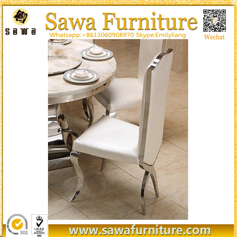 Stainless Steel Modern High Back Dining Chairs with Arms