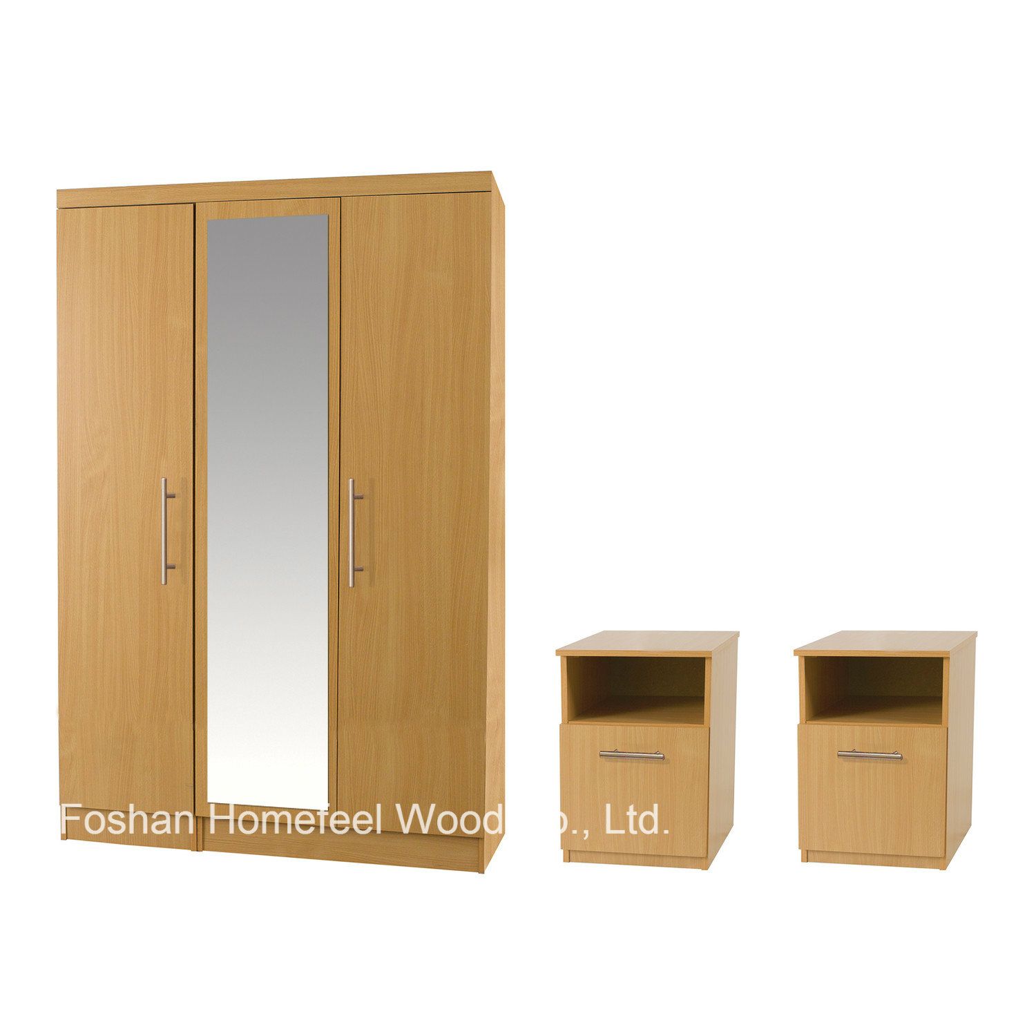 Wooden Bedroom Furniture Set with Mirrored Wardrobe Dresser (BD15)