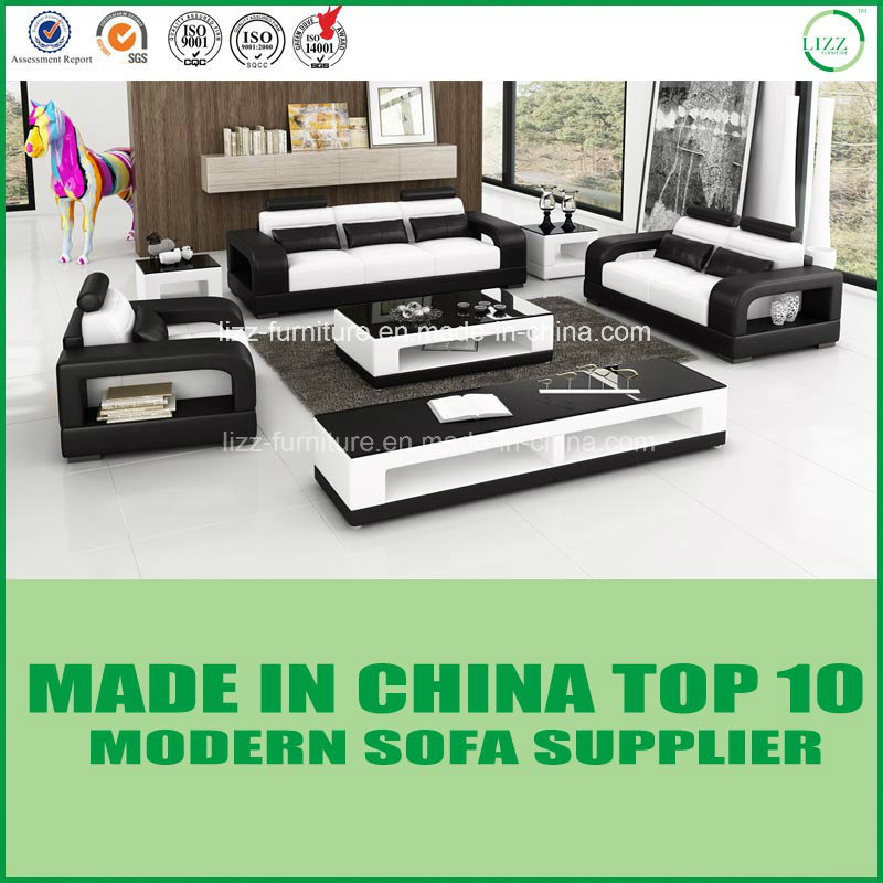 Contemporary Furniture Modern Living Room Leather Wooden Sofa