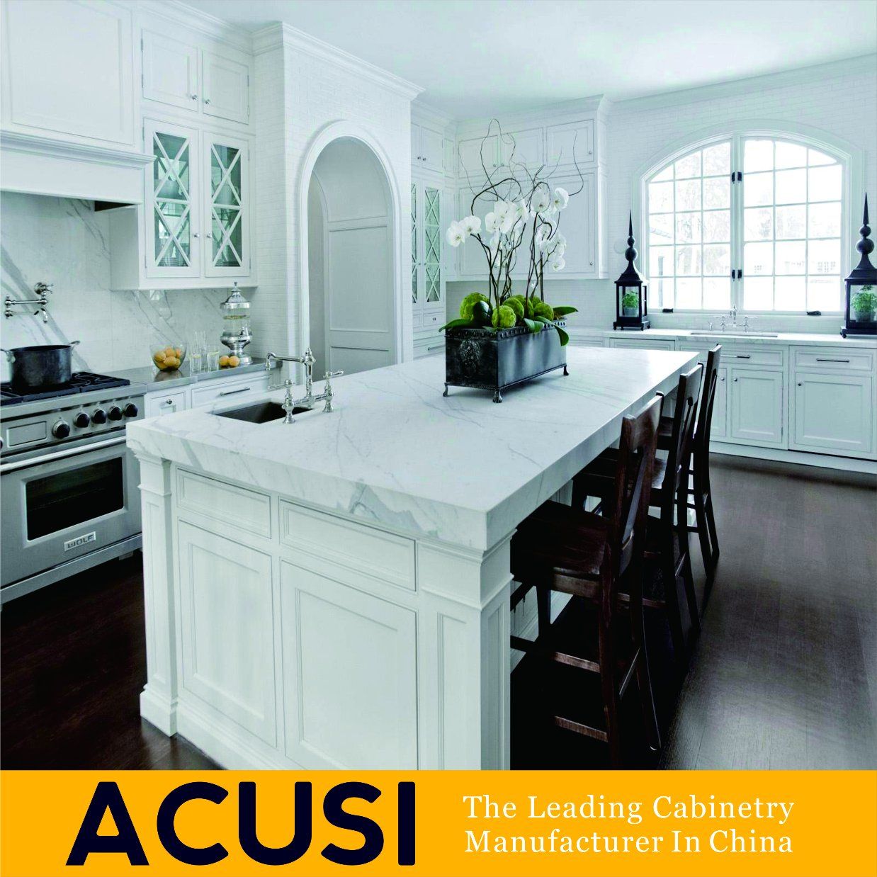 Foshan Factory Wholesale Island Style Solid Wood Kitchen Cabinets (ACS2-W27)