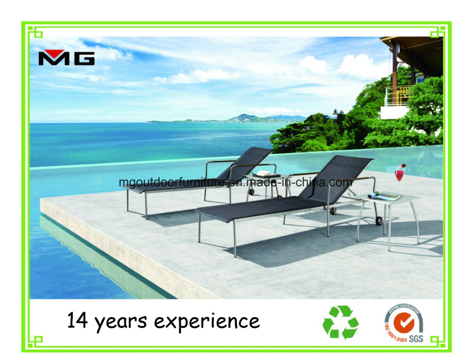 Adjustable Outdoor Beach Furniture Poolside Sun Loungers