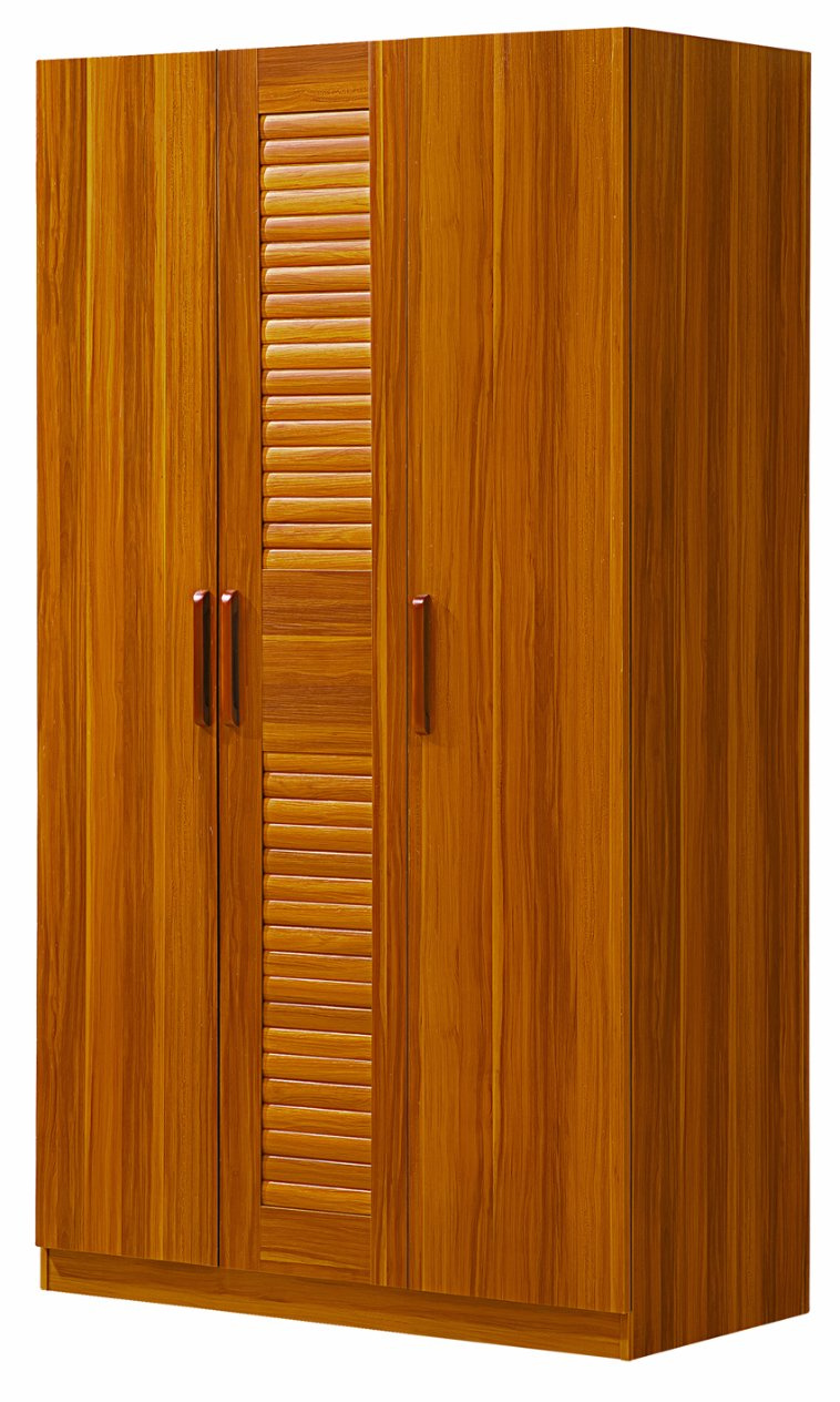 Solid Wood Wardrobe Simple 3 Doors Wardrobe for Bedroom