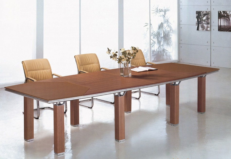 Modern Conference Table Wood Finish Simple Style Meeting Table (SZ-MTT093)